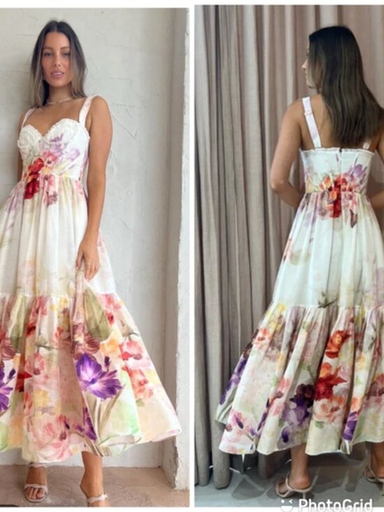 Leo Lin Dresses & Skirts - Leo Lin Rose Floral Bustier Dress Midi AUS 12 US 8